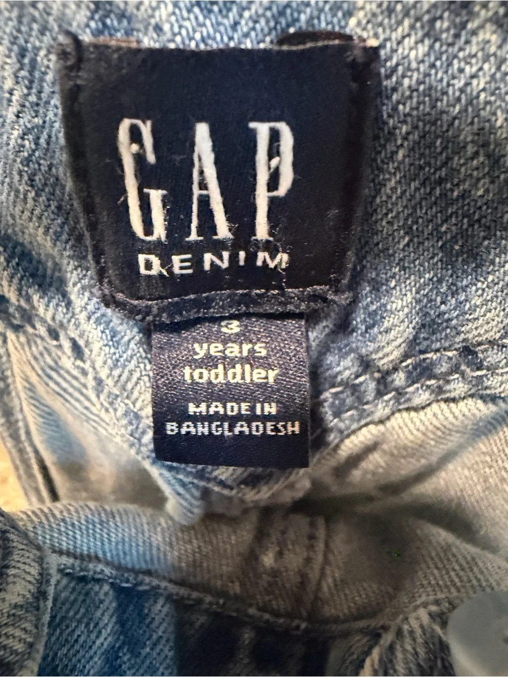 GAP Light Blue Denim Short Overalls with Heart Patch